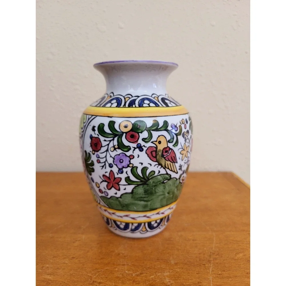 Vintage Hand Painted Marked Chinese Ceramic Bird Flowers Design 6